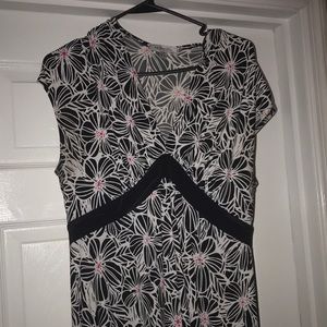 G.H. Bass & Co. black, white, and pink floral dress